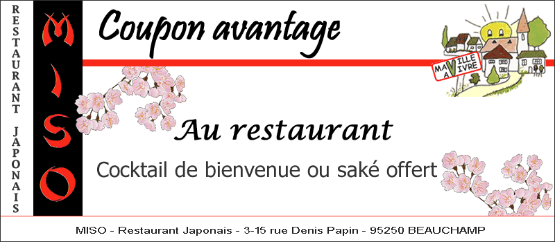 Chèque avantage Restaurant MISO Beauchamp